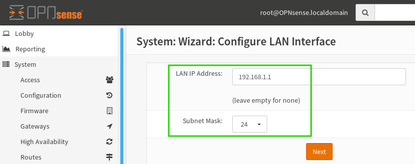 OpnSense配置LAN接口