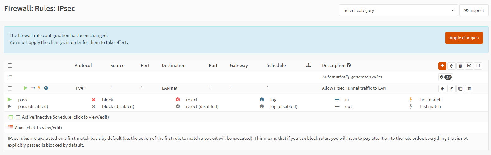 Defining firewall rule for LAN access